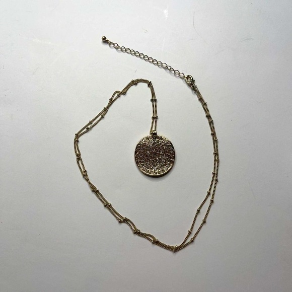 Round Pave Rhinestone Pendant With Chain - Picture 1 of 5